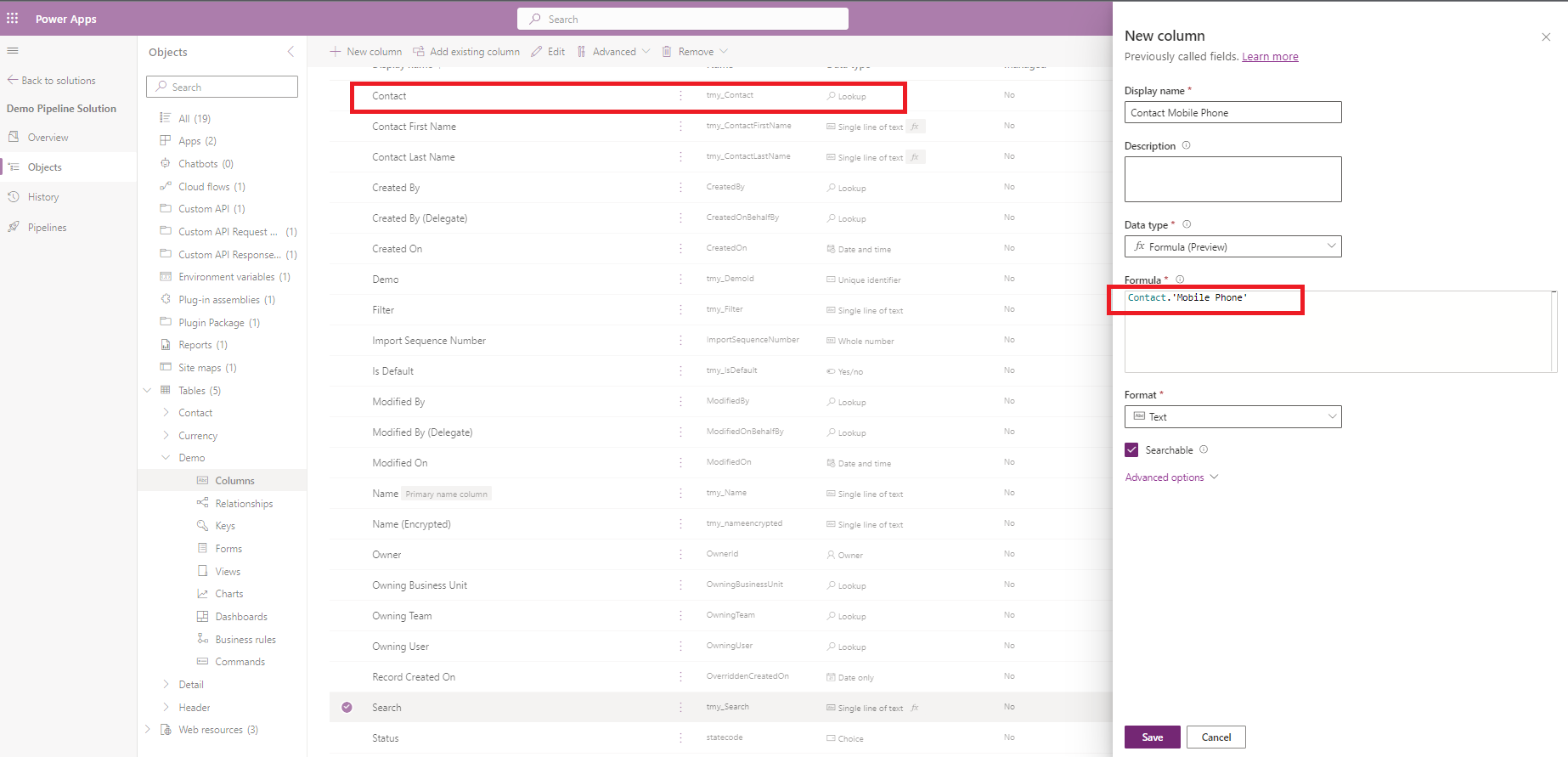 Create new Formula Column