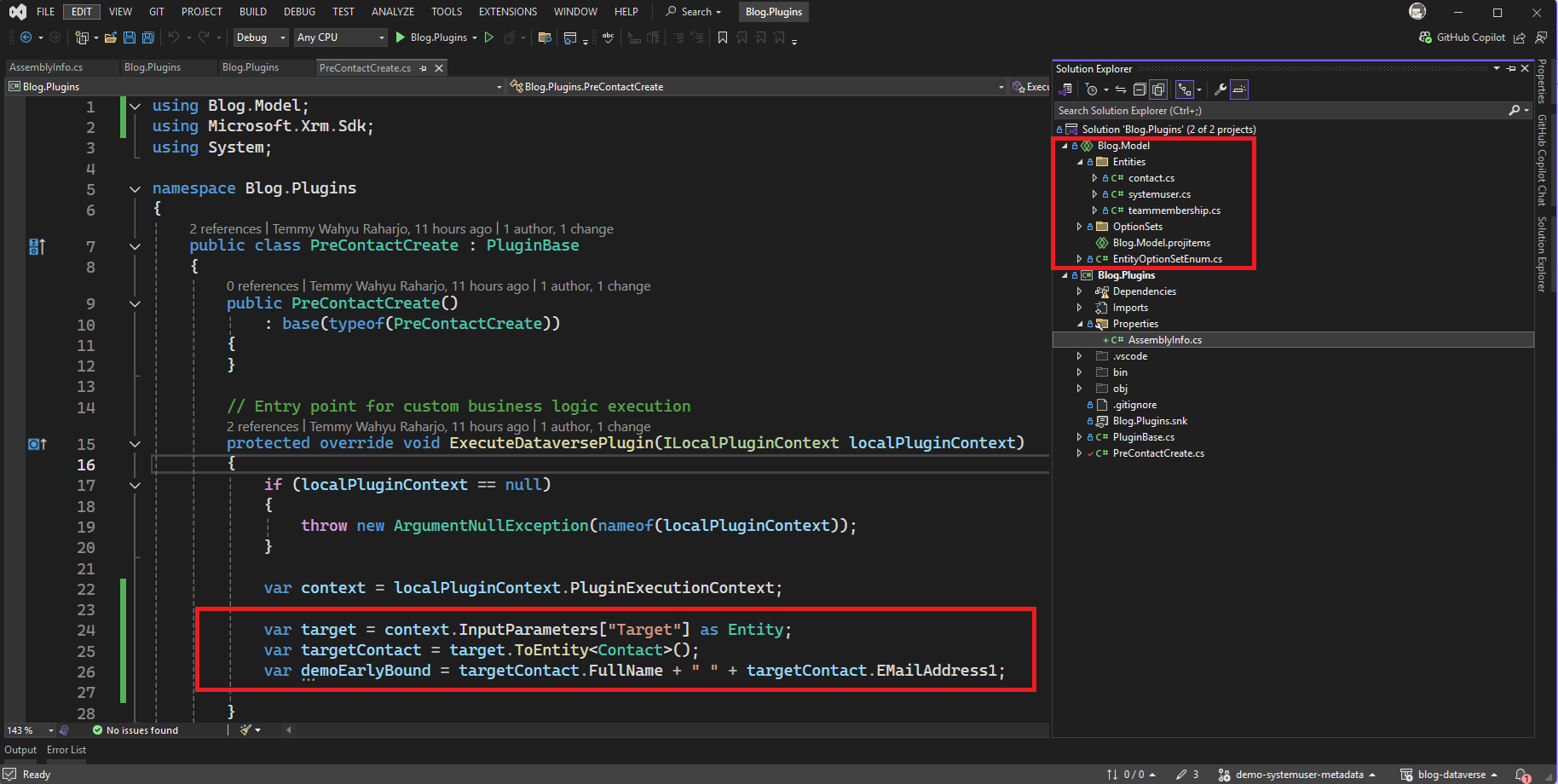 Demo early bound in the plugin!