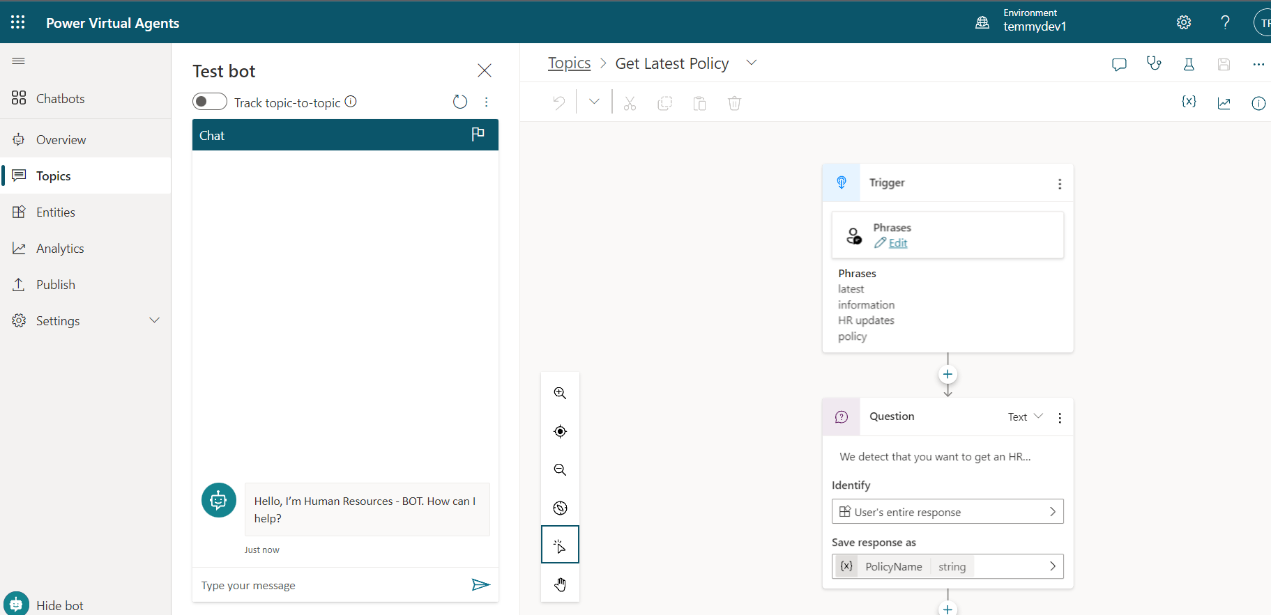 Create the topic BOT