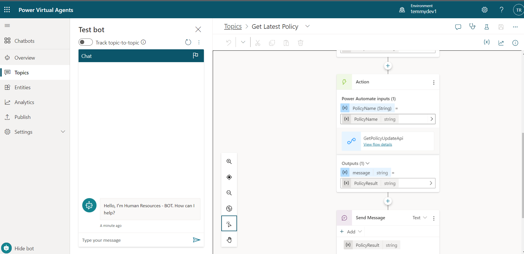 Call the Power Automate and show the result