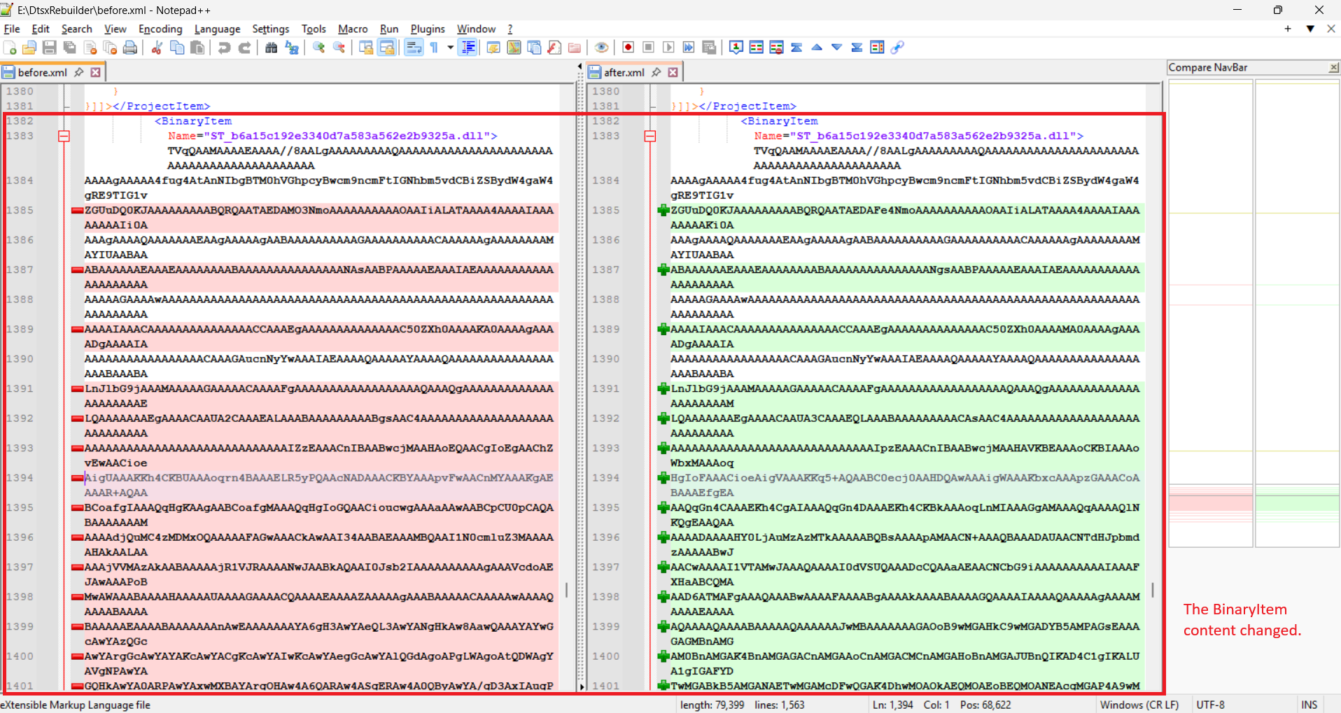 Stale binary inside the .dtsx