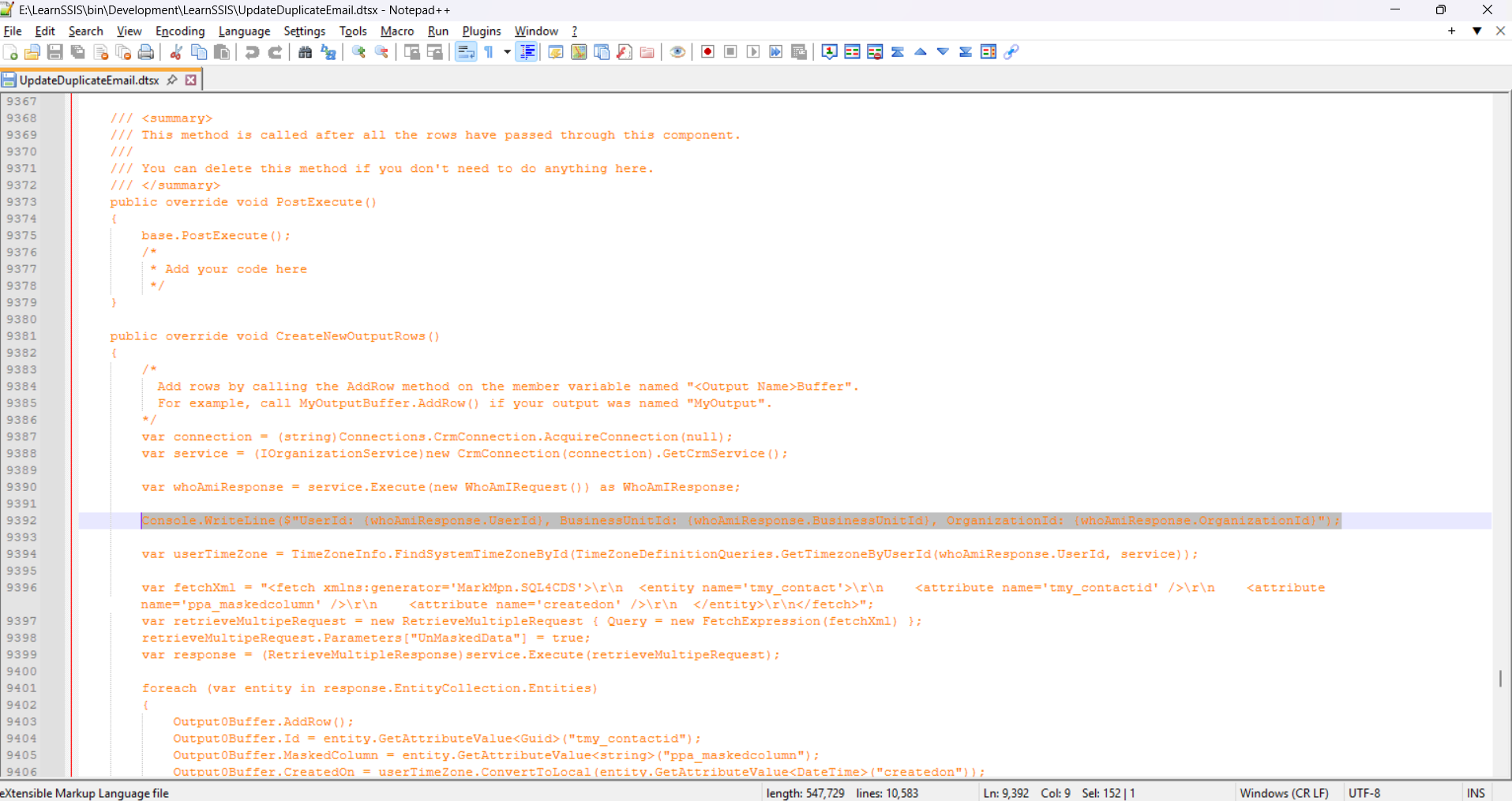 Code-script-inside dtsx
