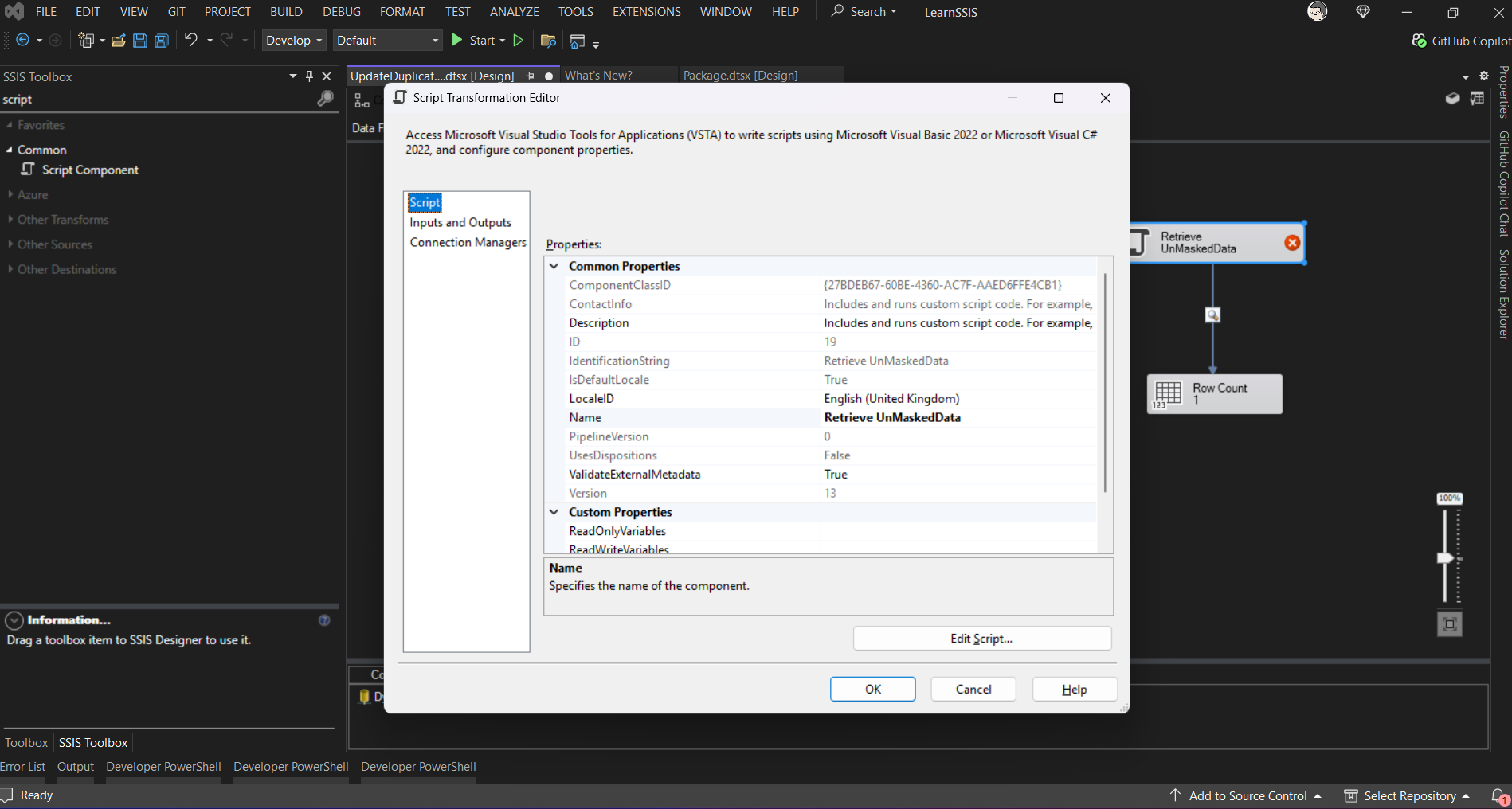 SSIS - Edit Script