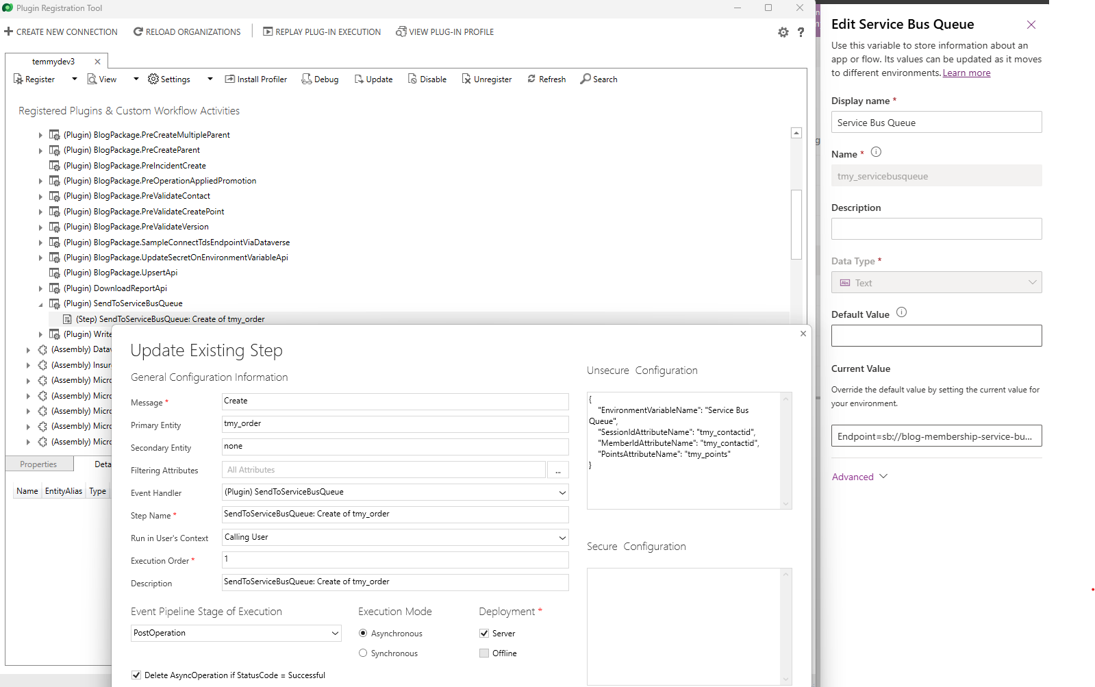 Plugin step, Unsecure Config, and Environment Variable
